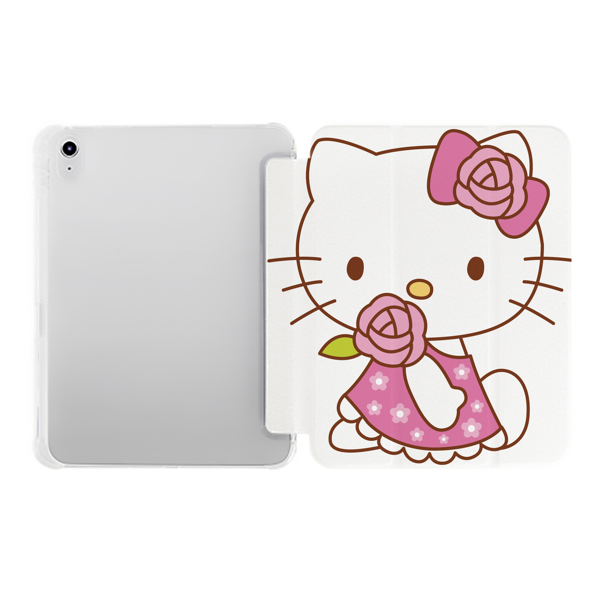 （画像用） Hello Kitty ハローキティ IPad ケース ペン収納付き 三つ折りスタンド PUレザー×シリコン 対応機種9.5/10.5/10.9インチ